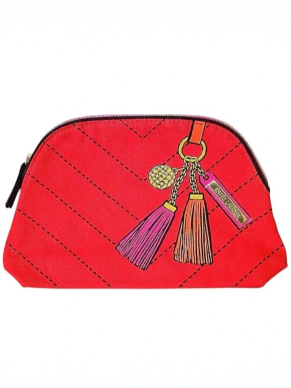 RARE Estée Lauder Beauty Illusion Makeup Bag Set 2 Pc Red Tassel Limited Edition